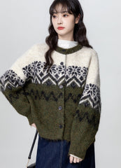 Vintage Fair Isle Knit Cardigan Sweater