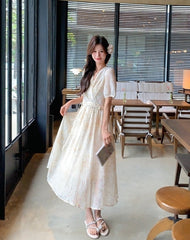 Vintage Floral Chiffon Tea Dress