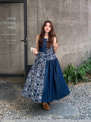 Vintage Floral Patchwork Sleeveless Maxi Dress