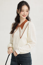 Orange Doll Collar Knit Sweater