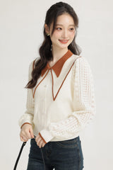 Orange Doll Collar Knit Sweater
