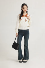 Orange Doll Collar Knit Sweater