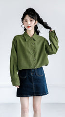 Vintage Green Loosefit Long Sleeve Shirt