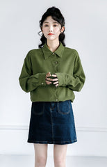 Vintage Green Loosefit Long Sleeve Shirt