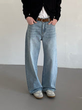 Vintage High Waist Straight Leg Washed Blue Jeans