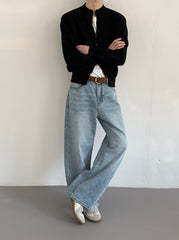 Vintage High Waist Straight Leg Washed Blue Jeans
