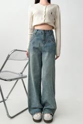 Vintage High Waist Wide Leg Denim Pants
