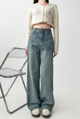 Vintage High Waist Wide Leg Denim Pants