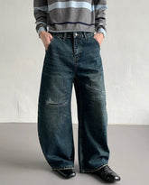 Vintage High-Waist Wide Leg Distressed Jeans