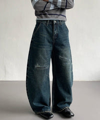 Vintage High-Waist Wide Leg Distressed Jeans