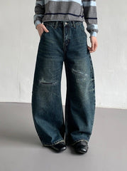 Vintage High-Waist Wide Leg Distressed Jeans