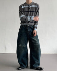 Vintage High-Waist Wide Leg Distressed Jeans