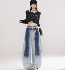 Vintage Irregular Long Sleeve Slim Fit Top