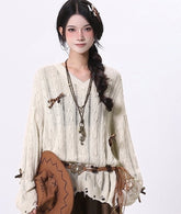 Vintage Knit Cardigan With Bow Detail