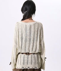 Vintage Knit Cardigan With Bow Detail