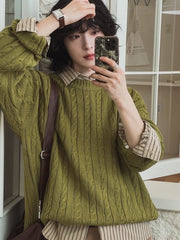 Vintage Knit Crewneck Sweater Casual Relaxed Fit
