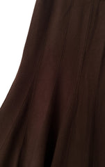 Vintage Knit Flare Midi Skirt Brown