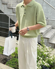 Vintage Knitted Polo Short Sleeve Shirt