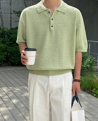 Vintage Knitted Polo Short Sleeve Shirt
