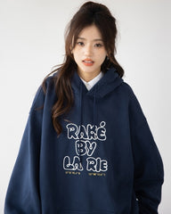 Vintage Letter Print Relaxed Hooded Sweatshirt Jacket
