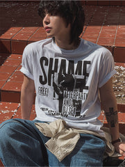 Vintage Letter Print Short Sleeve T Shirt