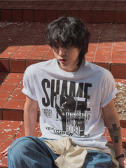 Vintage Letter Print Short Sleeve T Shirt