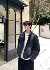 Vintage Loose Fit Denim Patchwork Collar Winter Jacket