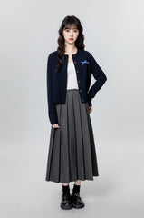 Vintage Navy Knitted Cardigan Sweater