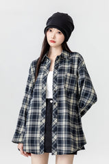 Vintage Plaid Long Sleeve Shirt Jacket