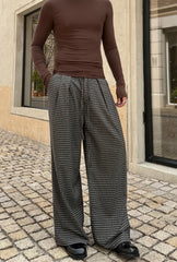 Vintage Plaid Pleated Wide Leg Casual Pants