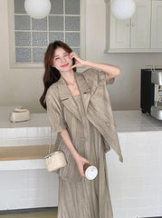 Vintage Relaxed Blazer And Dress Set