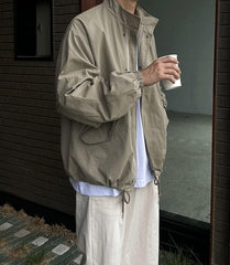 Vintage Relaxed Fit Stand Collar Jacket