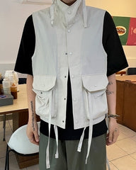 Vintage Retro Sleeveless Hooded Vest Jacket