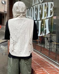 Vintage Retro Sleeveless Hooded Vest Jacket