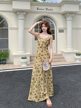 Vintage Rose Print Romantic French Style Sundress