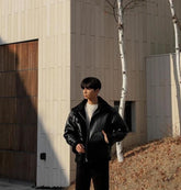 Vintage Lined PU Leather Jacket