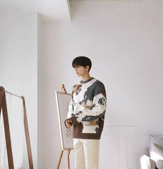 Vintage Snowy Mountain Knit Sweater