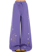 Vintage Star Print Wide Leg Warm Sweatpants