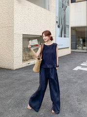 Vintage Style Fashion Two Piece Vest And Wide Leg Pants