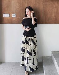 Vintage Style Floral Print Top And Skirt Set