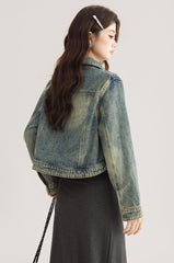 Vintage Style Loose Denim Jacket With Unique Design