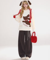 Vintage Style Wide Leg Casual Decorative Pants