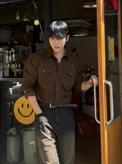 Vintage Utility Long Sleeve Casual Shirt Jacket