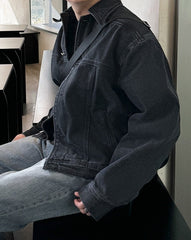 Vintage Washed Denim Jacket Retro Style