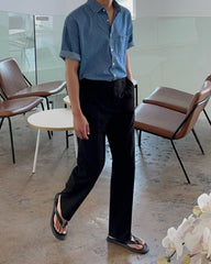 Vintage Washed Denim Short Sleeve Shirt