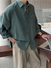 Vintage Washed Long Sleeve Casual Shirt
