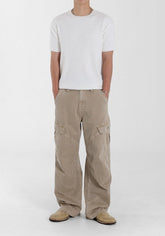 Beige Vintage Washed Relaxed Fit Jeans