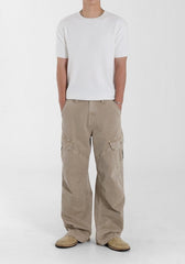 Beige Vintage Washed Relaxed Fit Jeans