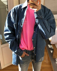Vintage Workwear Style Denim Shirt Jacket