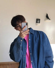 Vintage Workwear Style Denim Shirt Jacket